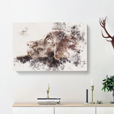 Chocolate Labrador Portrait - Wrapped Canvas