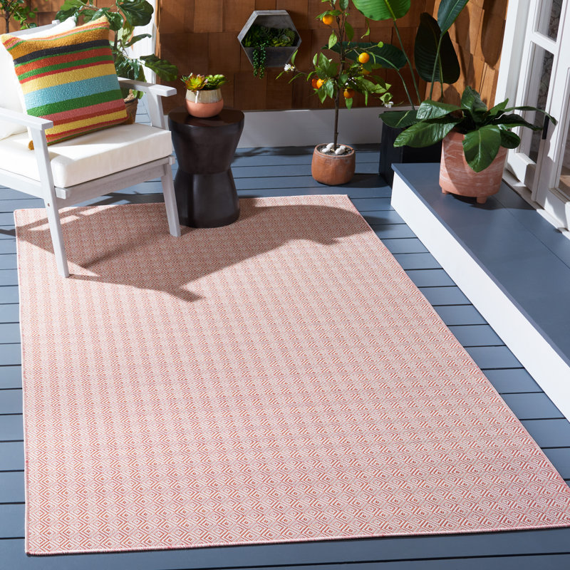 Hukill 230 Area Indoor/Outdoor Area Rug In Terracotta / Ivory, Rectangle 4' x 6'