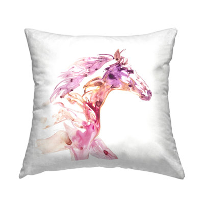 Coussin au galop, motif de tourbillons mauve moderne imprimé par Julie Chapman