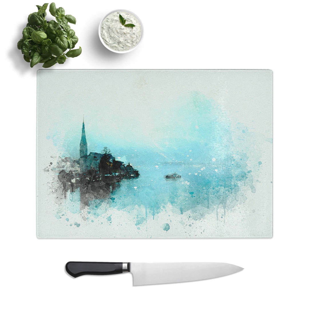 Tempered Glass Boat in Hallstatt Austria Chopping Board