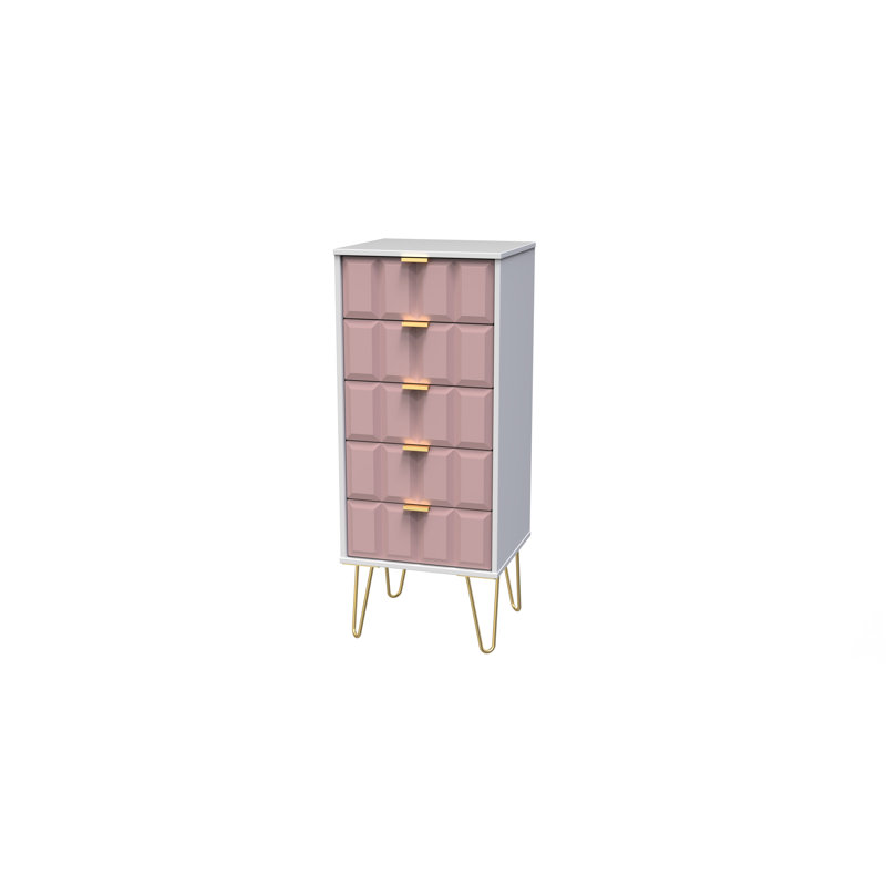 Allem 45cm W Manufactured Wood Bedside Table, Kobe Pink/White