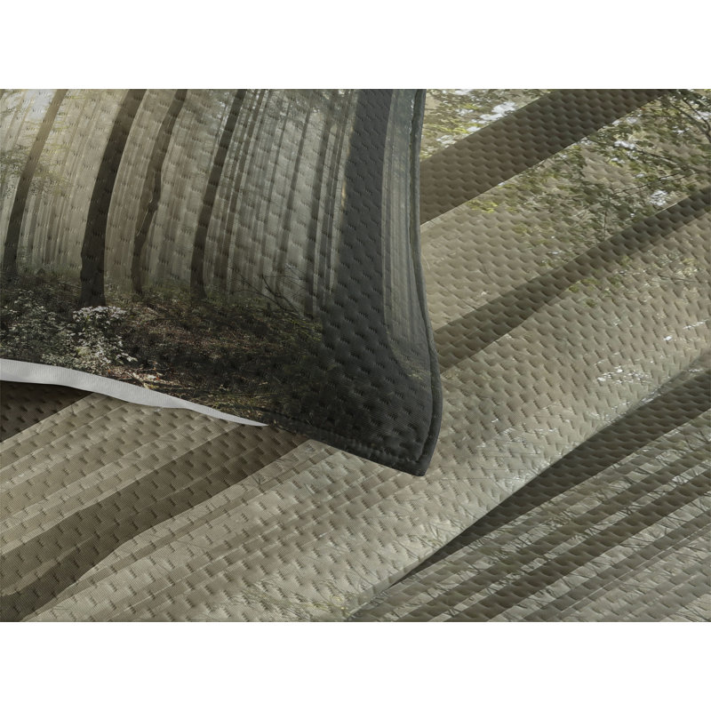 Forest Rustic Polyester Coverlet, King Bedspread + 2 Shams