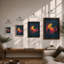Tropical Sunset with Palms Retro - Framed Print-2063595604-2063595608