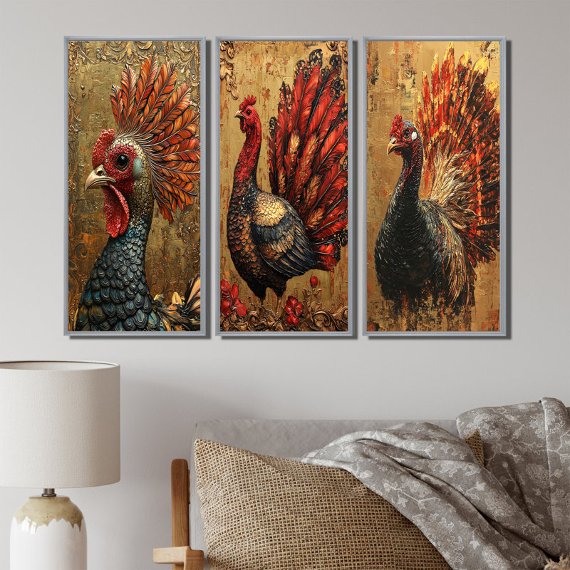Gilded Glory Vintage Turquie I - Collection de reproductions sur toile 3 pièces, H 40 po x l 60 po, Argent argent