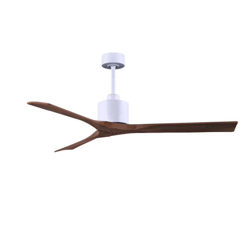 Nan Ceiling Fan In Textured Blades, Matte White, Walnut Tone, 52"