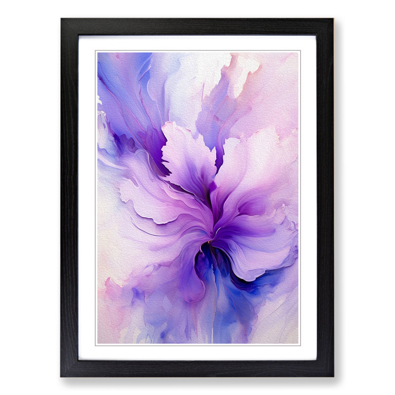 Lavender Flower Abstract No.2 - Single Picture Frame Print on Wood, Black Framed, 46cm H x 34cm W x 2cm D
