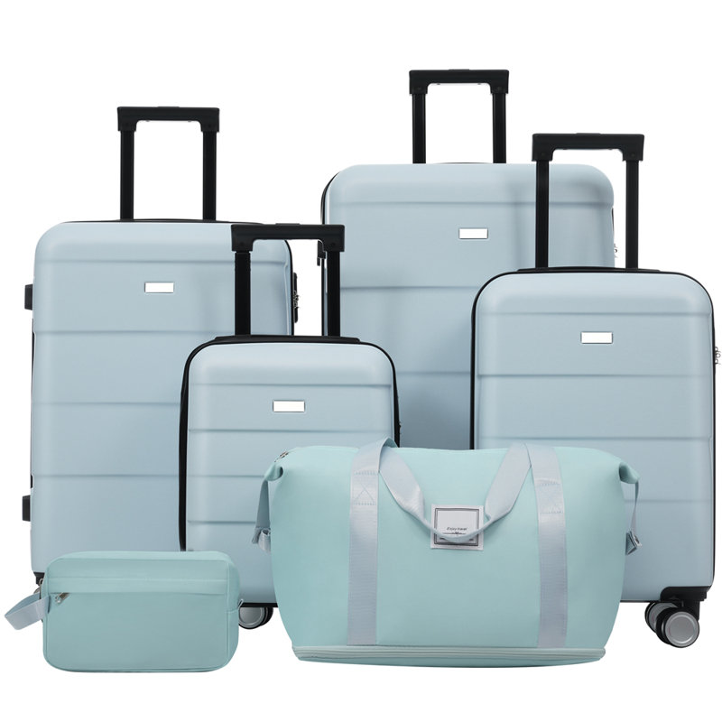Ensembles de valises rigides 6 pièces avec 2 sacs, valise de transport avec poignée et roues pivotantes doubles verrouillables par mot de passe, bagages légers de 16 po + 20 po + 24 po + 28 po