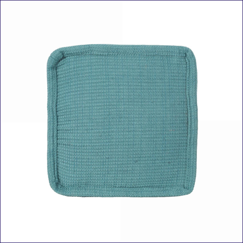 Coussin de sol repose-pieds carré | Bleu sarcelle | Coton