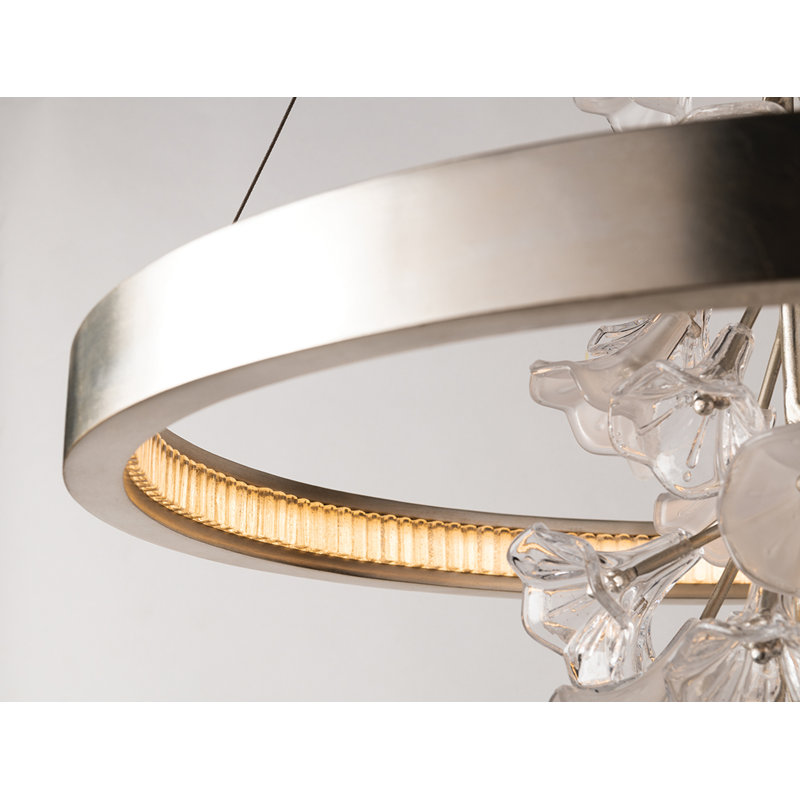 Jasmine 1 Light Chandelier, Silver Leaf, 50" H x 36" W x 36" D
