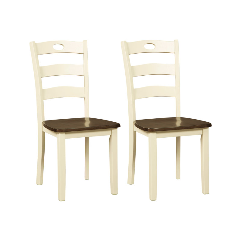 Strongsville Ladder Back Side Chair in White/Brown