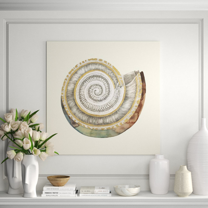 Earthen Conch VII Print by Sara Brown, Gold Metallic Plexi, 40" H x 40" W
