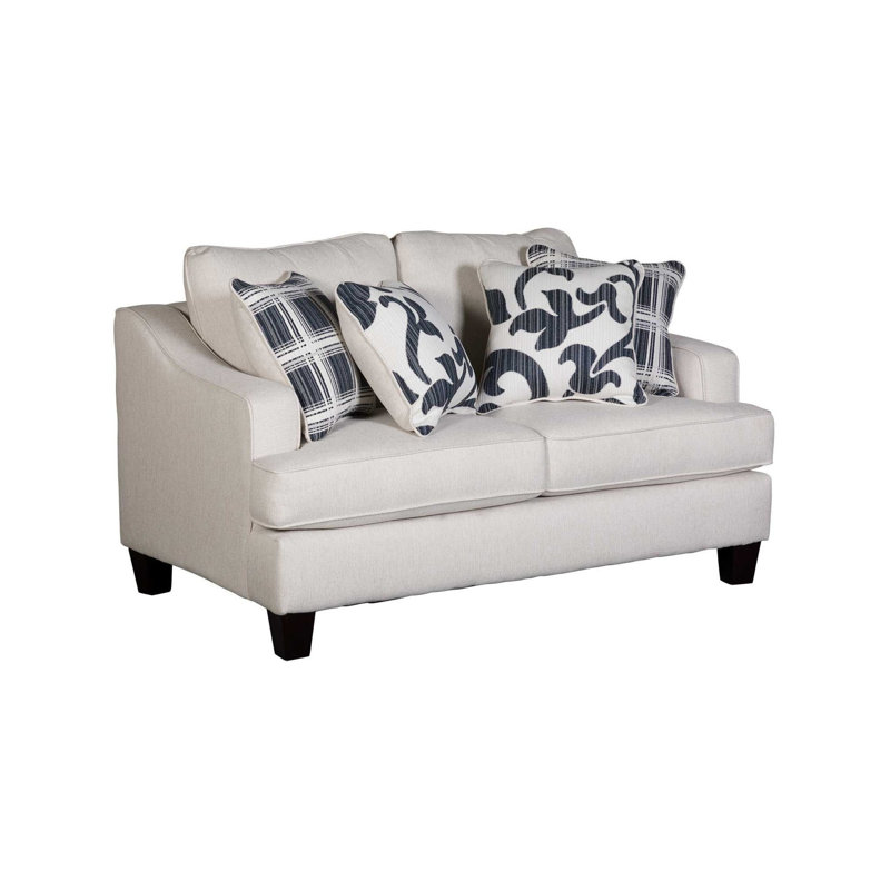 64" Recessed Arm Loveseat with Reversible Cushion, Cream