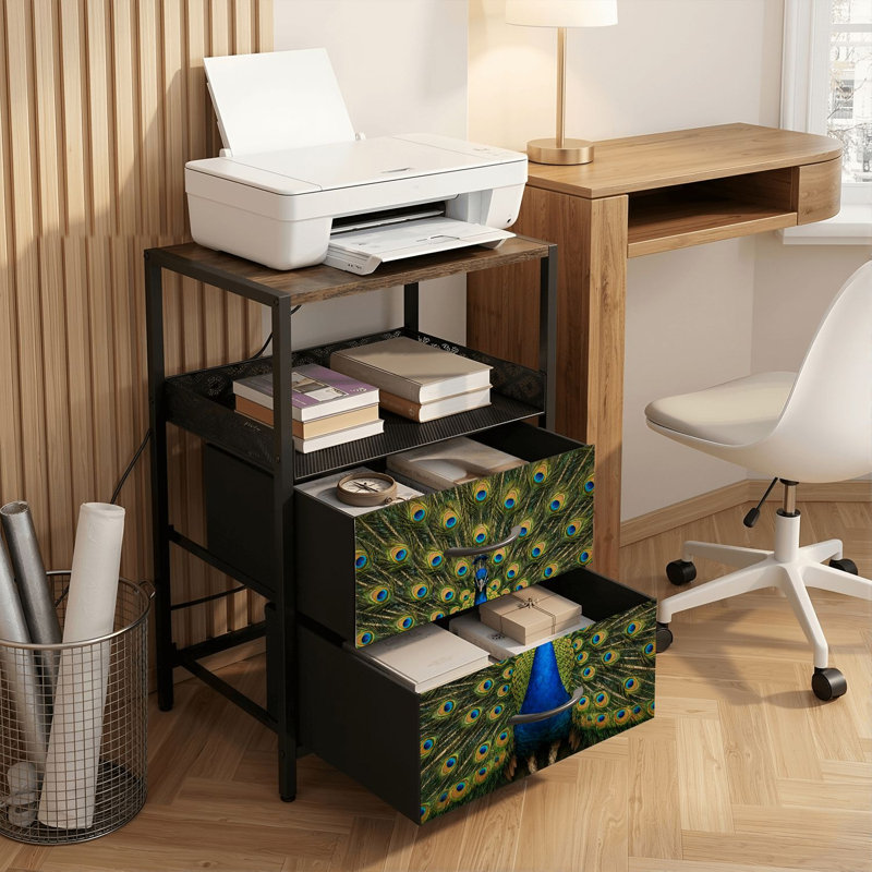 Table de chevet 2 tiroirs avec station de charge, table de chevet pour chambre à coucher avec ports USB et prises USB