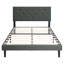 Lit plateforme tapissier simple gris foncé, tête de lit moderne en lin, aucun sommier nécessaire, support à lattes en bois, assemblage sans effort, structure de lit avec poids maximal de 300 lb et tissu-738985466-738985465