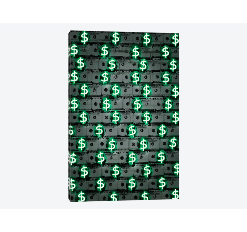 «Argent argent argent», impression sur toile, H 12 po x l 8 po x P 0,75 po, Toile tendue, Pas de tapis