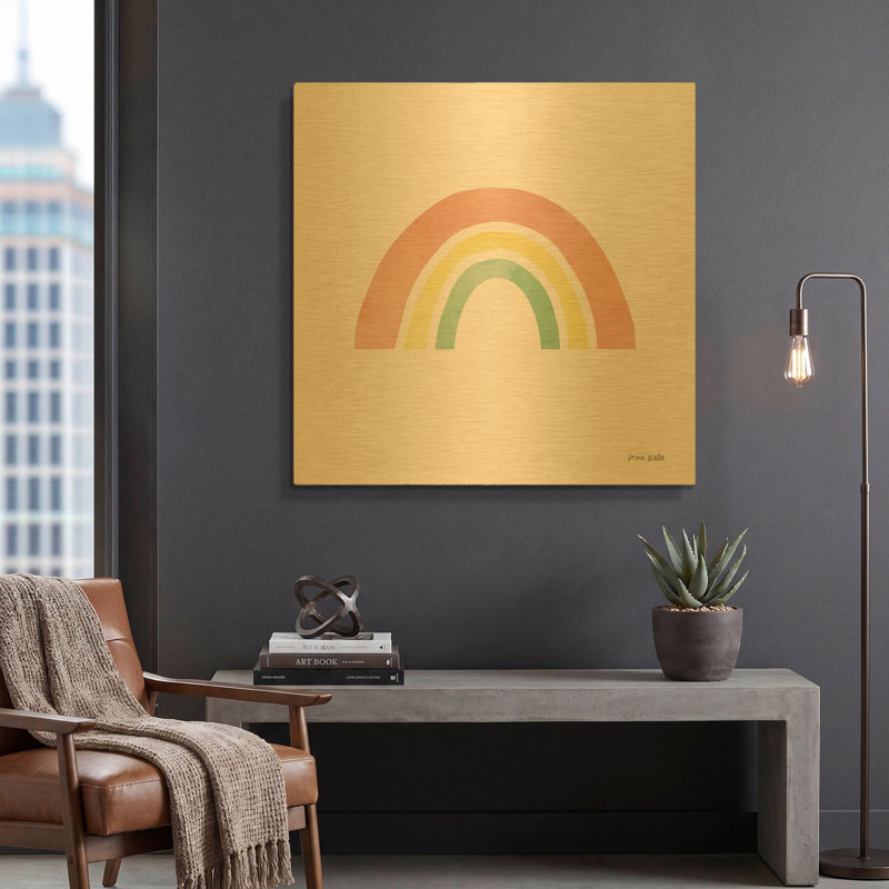 «Pastel Rainbow I» par Ann Kelle, art mural en métal doré, 36 po x 36 po, 36 po x 36 po