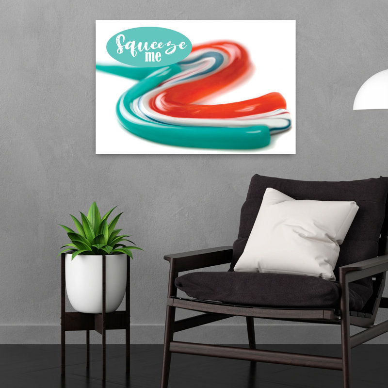 «Squeeze Me», art moderne contemporain coloré, H 16 po x l 24 po
