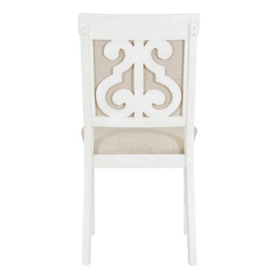 Ensemble de salle à manger rétro fonctionnel 5 pièces TREXM, 1 table extensible avec une rallonge de 16 pouces et 4 chaises rembourrées pour la salle à manger et la cuisine (blanc antique)