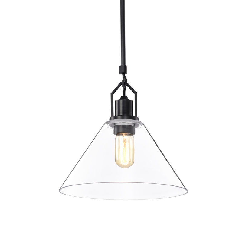 Luminaire suspendu conique à 1 lumière June, H 11,5 po x l 11,5 po x P 11,5 po, Noir mat