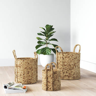Set of 3 Maine & Crawford Coffs Seagrass Lined Round Baskets - Natural