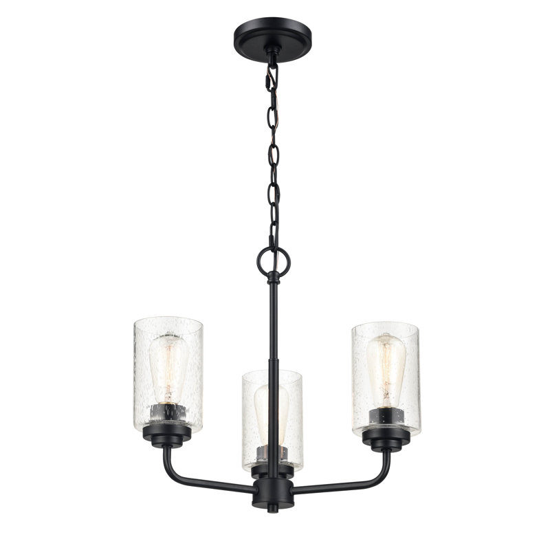 3 lumières 18 po Lustre noir mat, Noir mat