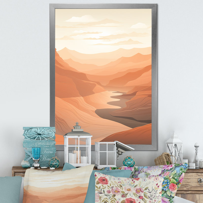 Canyon Canyon Scenery Minimalisme III - Canyon, impression sur toile, Cadre simple argenté, H 32 po x l 24 po x P 1 po