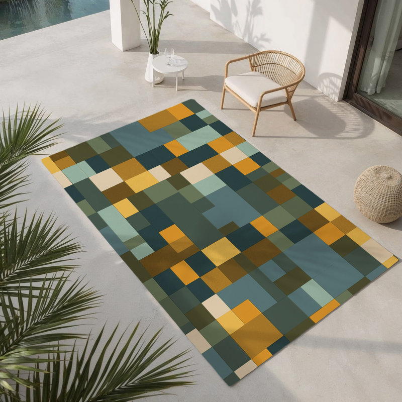 Tapis intérieur et extérieur Pixel Forest, Rectangle 1 pi 6 po x 2 pi 6 po