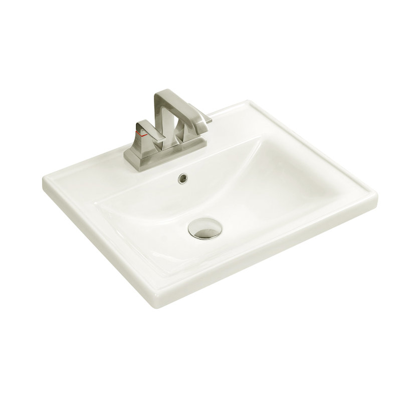 Lavabo de salle de bain rectangulaire encastré avec trop-plein Dekorman