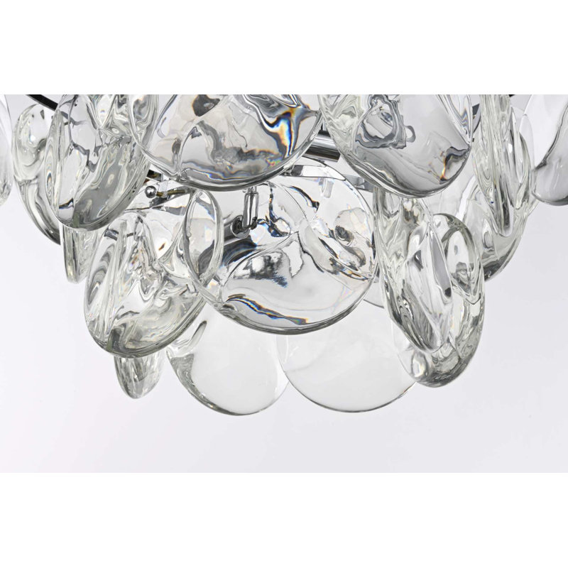 Lustre en cristal 24 pouces Ikeny, 12 lumières, H 14 po x l 24 po x P 24 po, Chrome chrome