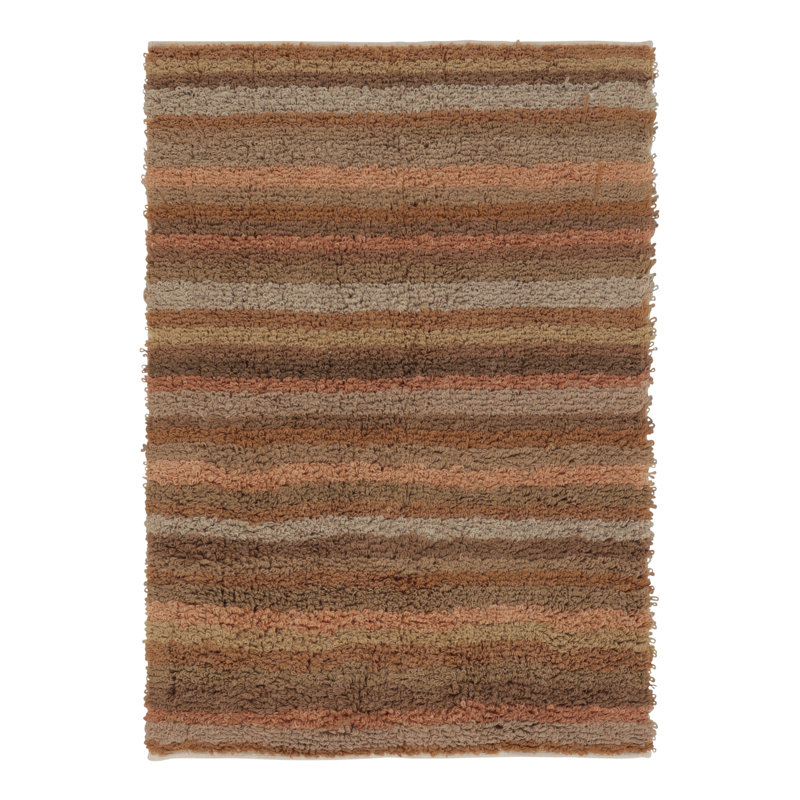 Vintage Tulu Shag Rug In Brown With Colorful Geometric Stripes - Rug & Kilim
