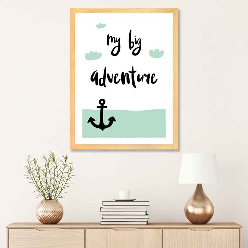 «My Big Adventure», reproduction d'impression, Papier avec cadre beige, H 32 po x l 24 po x P 1 po, Blanc