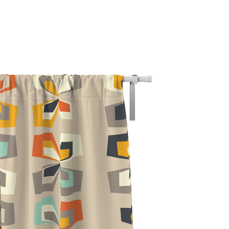Paire de rideaux semi-transparents style abstrait Mid-Century, 20 po x 52 po