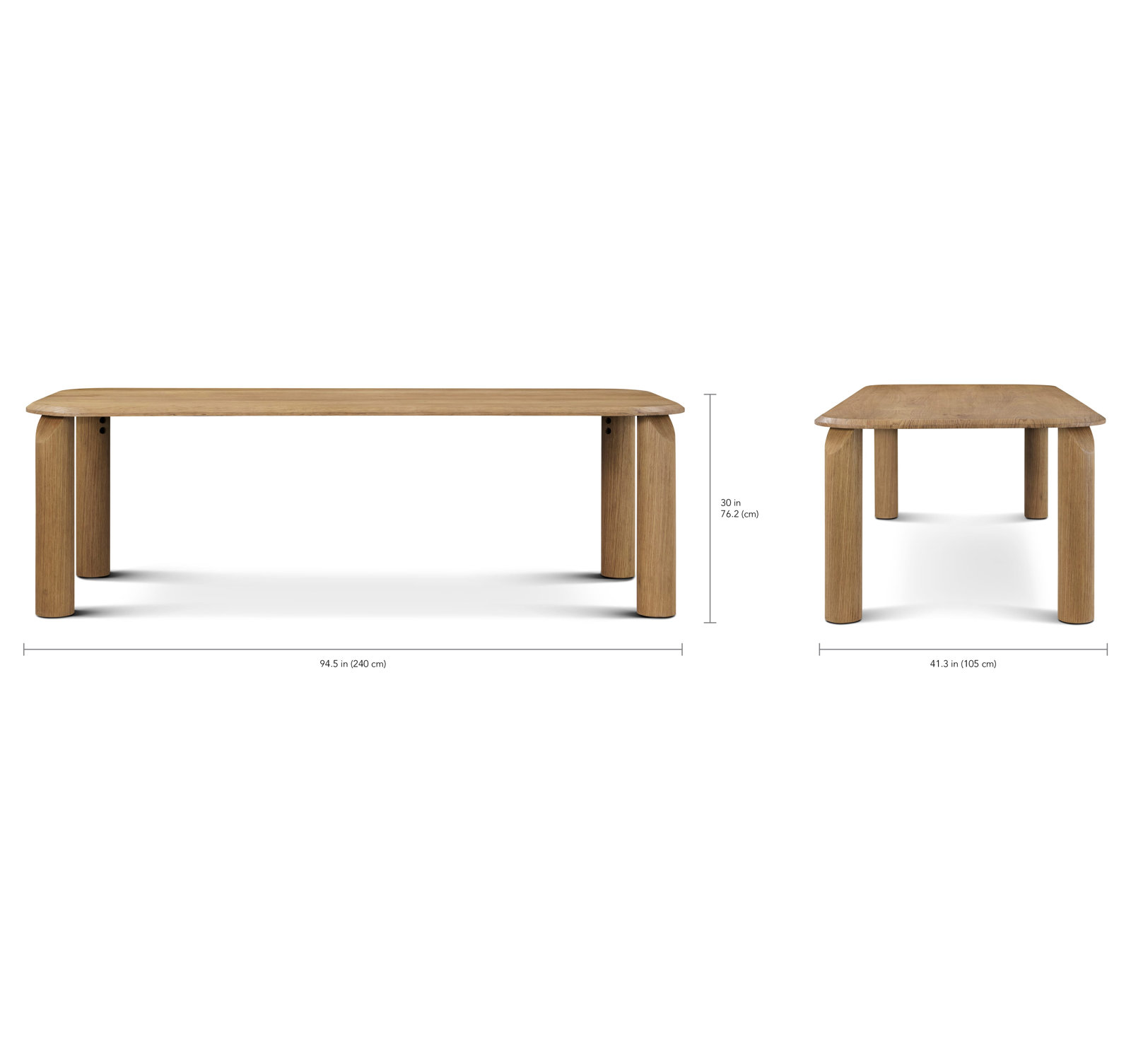 Dining Table, 30" H x 94.49" L x 41.34" W, Natural