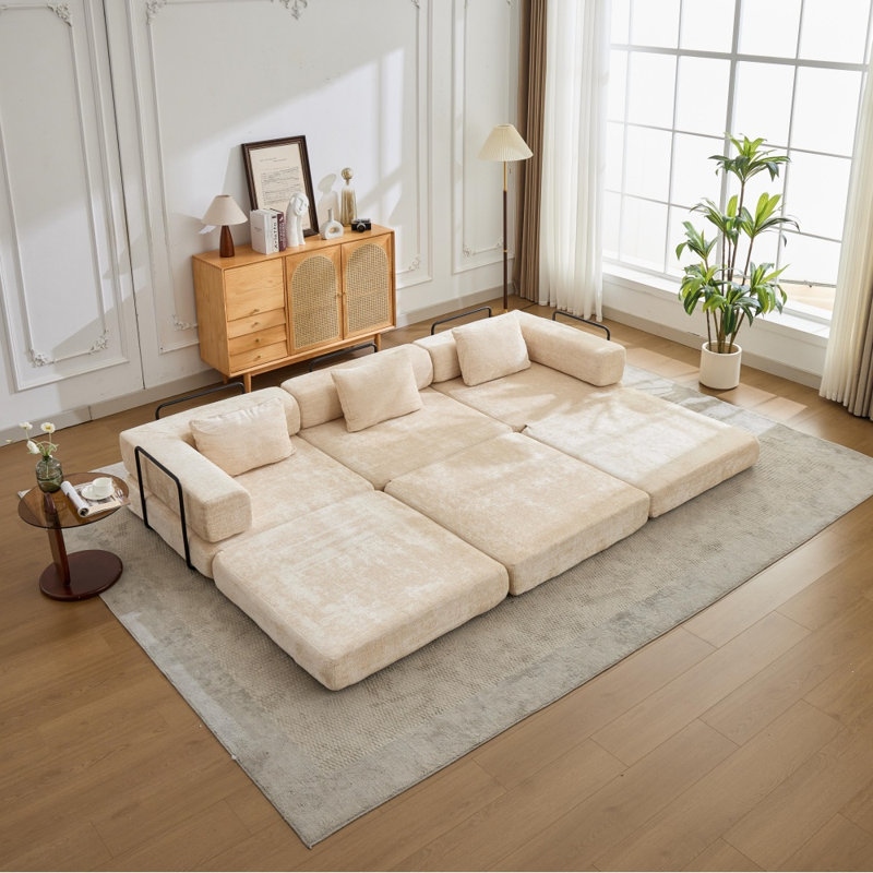 Canapé-lit convertible rabattable en chenille, canapé modulaire de bricolage pour une utilisation multi-occasions