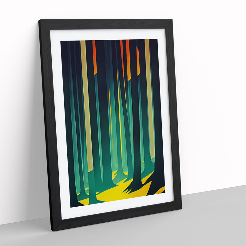Vivid Forest Abstract - Single Picture Frame Print, Black Framed, 64cm H x 46cm W x 2cm D