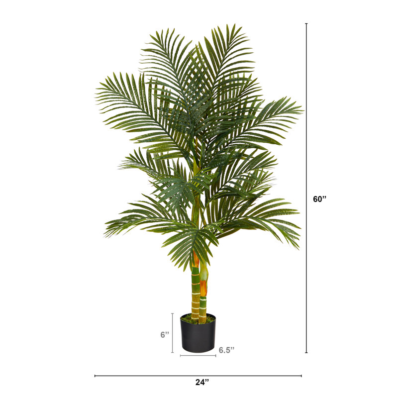 Artificial Palm Tree in Planter, 60" H x 24" W x 24" D