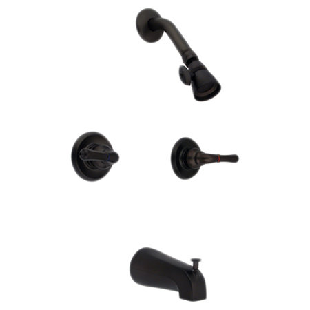 Robinet inverseur de baignoire et de douche avec poignées leviers modernes, Bronze huilé
