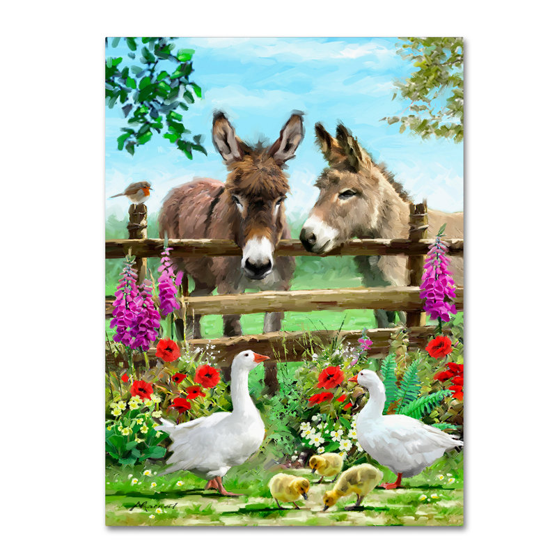 Armand 'Donkeys' Print on Canvas, 19" H x 14" W x 2" D