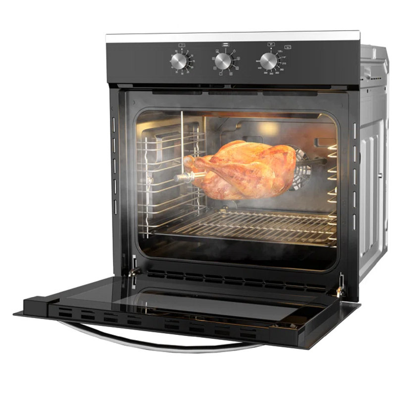 24 po 2,83 pi³ Four mural électrique simple avec convection et nettoyage manuel en acier inoxydable, porte en verre trempé