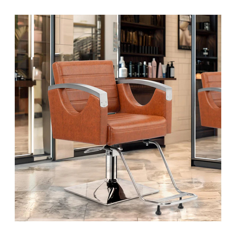 Chaise de salon styliste hydraulique à assise large robuste brun