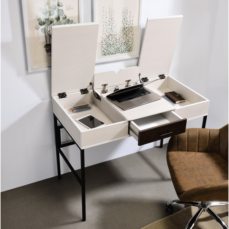 Bureau d'ordinateur naturel et noir avec port - 48 po Profondeur de la table d'écriture 22,6 po