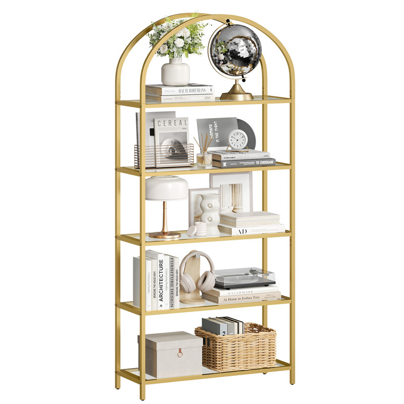 Adrianne 72.2'' H x 32.7'' W Etagere Bookcase, Gold