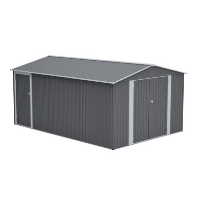 10x14 Outdoor Metal Storage Shed with Lockable Doors & Air Vents