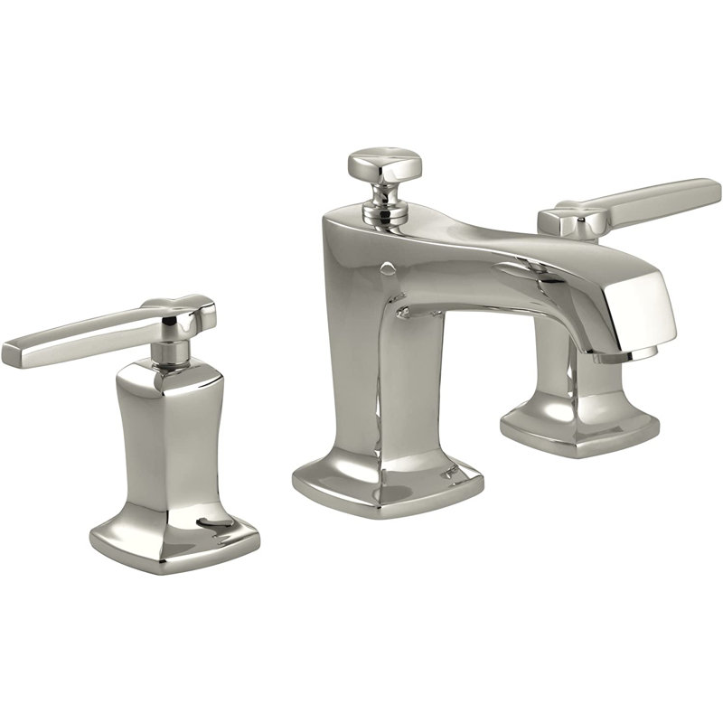 Margaux Widespread Bathroom Faucet with Drain Assembly, Nickel poli éclatant