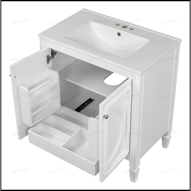 Meuble-lavabo 30 po avec lavabo et tablette, Blanc