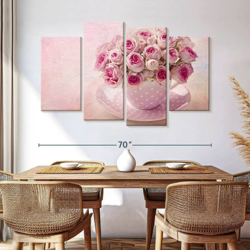 Teacup Pink Roses, H 42 po x l 68 po