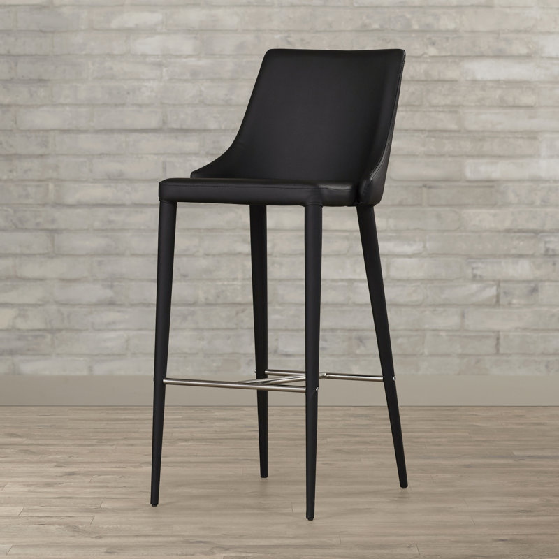 Bohy Upholstered Counter Stool with Metal Frame, Black