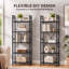 Bureau en L réversible avec bibliothèque triple, ensemble de mobilier de bureau industriel-1722255628