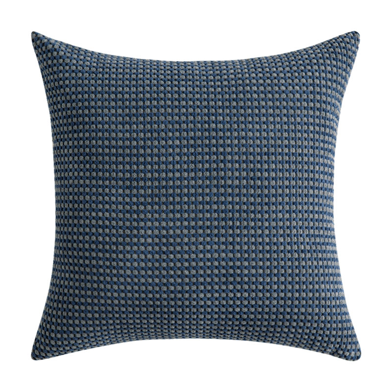 Coussin en velours côtelé deux tons, Bleu foncé, 18"H x 18"W, Pillow Cover Only - No Insert