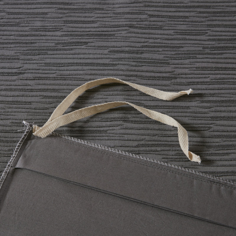 Ensemble de housse de couette 3 pièces N Natori Hanae en mélange de coton gris teint en fil, pour lit double/queen, Gris